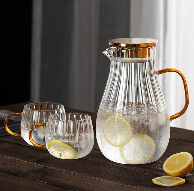 ridged-heatproof-glass-jug-and-cupsdrinkswareliving-simply-house-374935 Drinksware Ridged Heatproof Glass Jug and Cups - Living Simply House