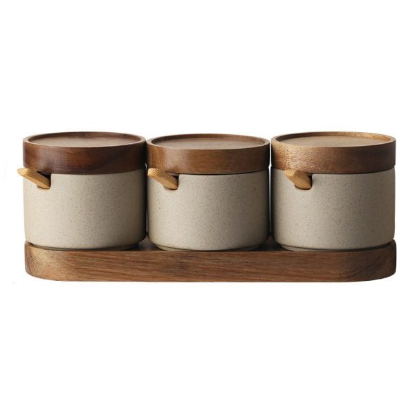 Kitchen Round Ceramic Seasoning Jar Set - Living Simply House