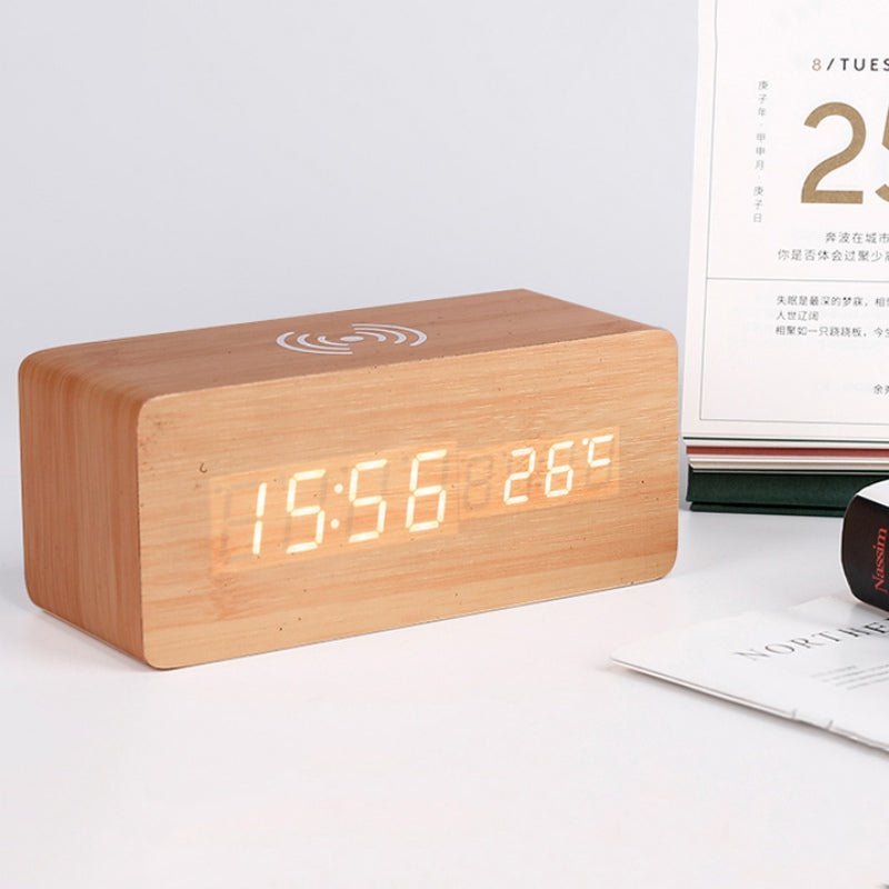wooden-electric-alarm-clock-with-wireless-charging-padelectronicsliving-simply-house-391595 Electronics Wooden Electric Alarm Clock with Wireless Charging Pad - Living Simply House